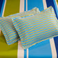 Blue & Green Striped Queen Flat Bedsheet with 2 Pillow Covers