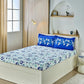 Blue Floral Printed Queen Flat Bedsheet with 2 Pillow Covers