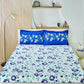 Blue Floral Printed Queen Flat Bedsheet with 2 Pillow Covers