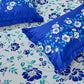 Blue Floral Printed Queen Flat Bedsheet with 2 Pillow Covers