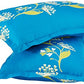 Blue & Green Floral Printed Queen Flat Bedsheet with 2 Pillow Covers