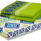 Green Geometric Printed Queen Flat Bedsheet with 2 Pillow Covers