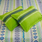 Green Geometric Printed Queen Flat Bedsheet with 2 Pillow Covers