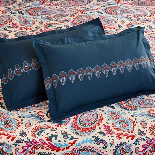 Paisley Printed Queen Flat Bedsheet with 2 Pillow Covers