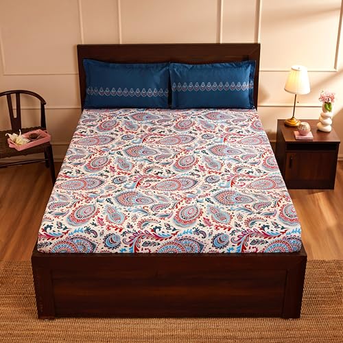Paisley Printed Queen Flat Bedsheet with 2 Pillow Covers