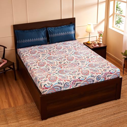 Paisley Printed Queen Flat Bedsheet with 2 Pillow Covers