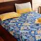 Blue Floral Printed Queen Flat Bedsheet with 2 Pillow Covers
