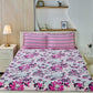 Pink Floral Printed Queen Flat Bedsheet with 2 Pillow Covers