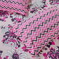 Pink Floral Printed Queen Flat Bedsheet with 2 Pillow Covers
