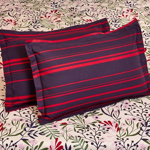 Botanical Printed Queen Flat Bedsheet with 2 Pillow Covers