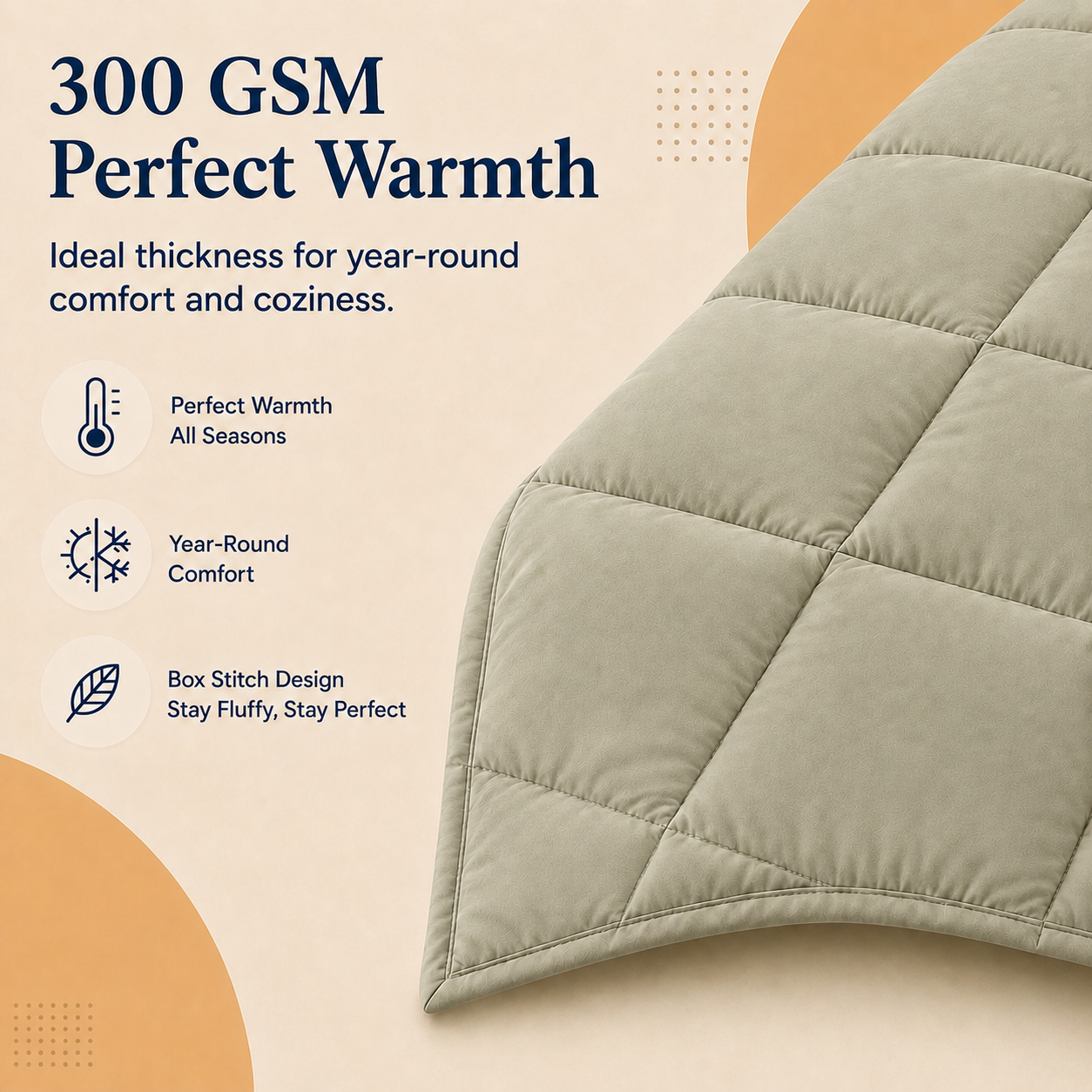 Solid Warm Grey Microfiber Comforter – 300 GSM All-Season AC Comforter & Blanket