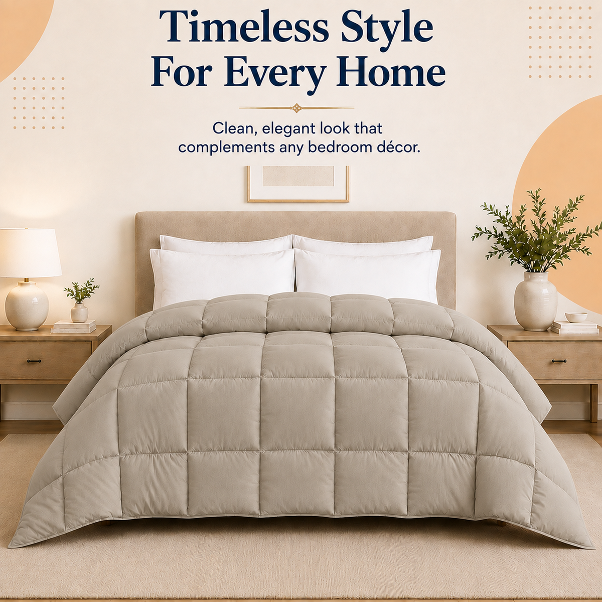 Solid Warm Grey Microfiber Comforter – 300 GSM All-Season AC Comforter & Blanket