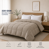Solid Warm Grey Microfiber Comforter – 220 GSM All-Season AC Comforter & Blanket