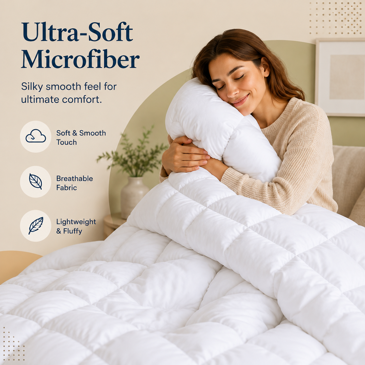 Solid White Microfiber Comforter – 300 GSM All-Season AC Comforter & Blanket