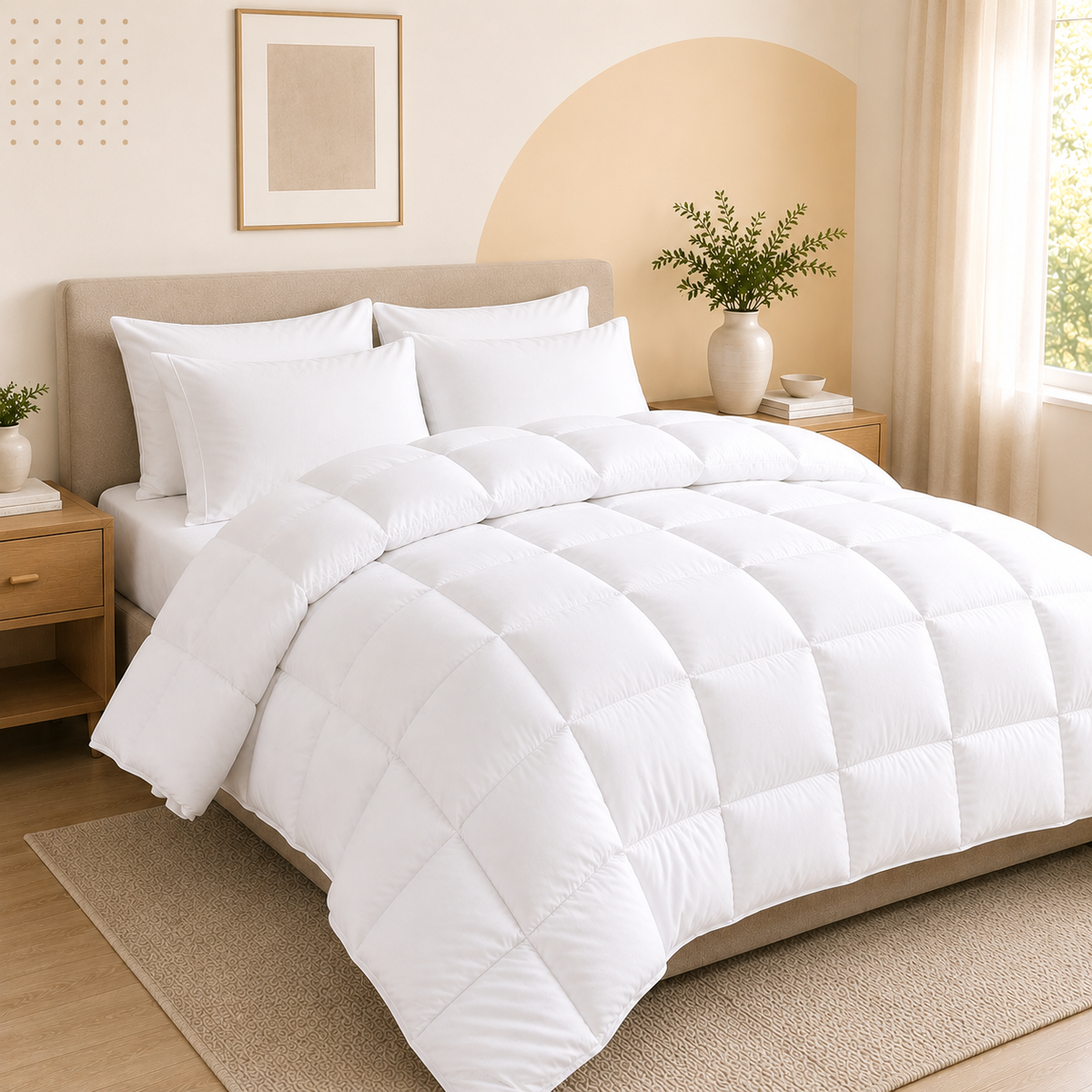 Solid White Microfiber Comforter – 300 GSM All-Season AC Comforter & Blanket