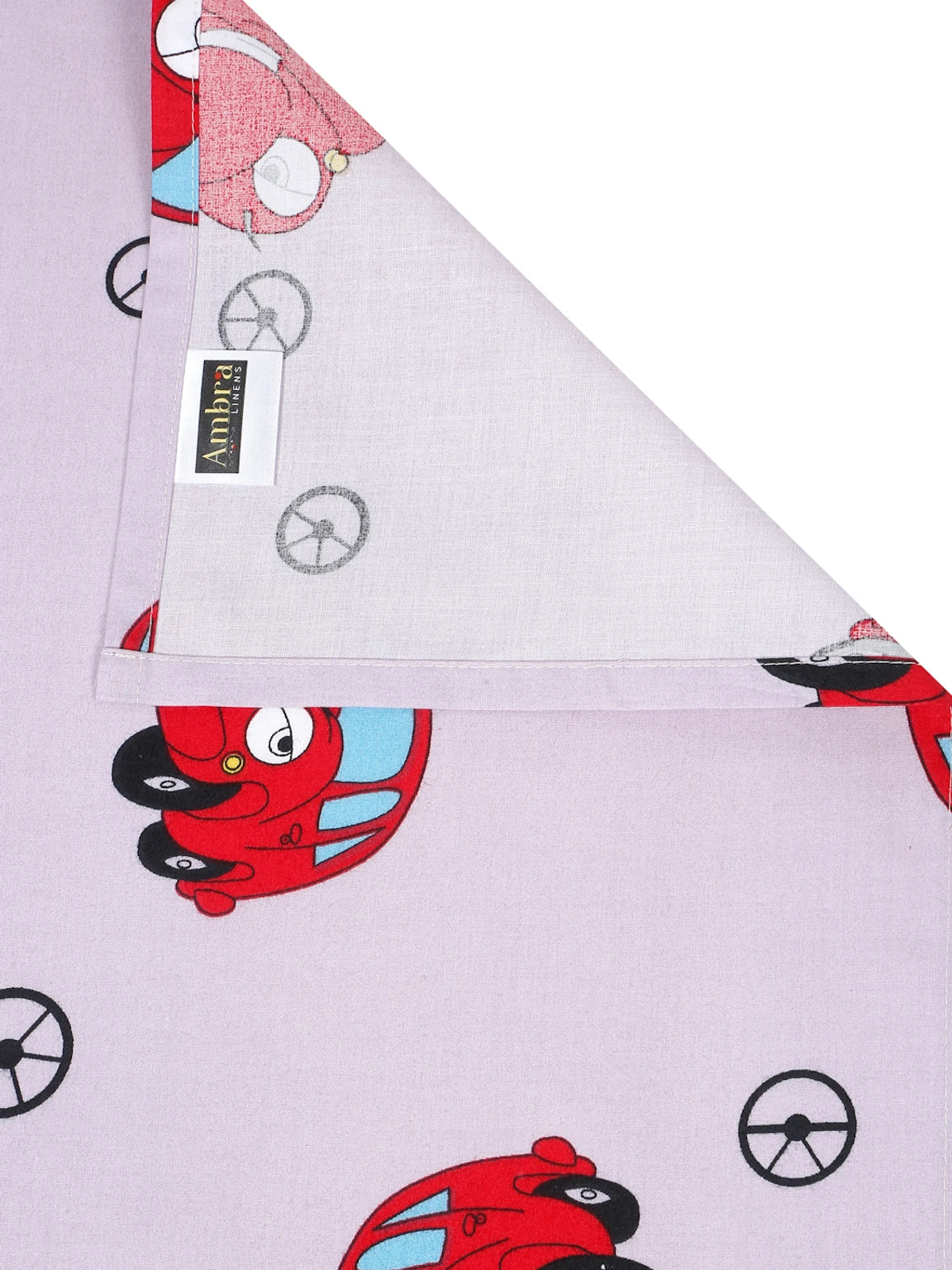 Cartoon Car Theme Cotton Bedsheet For Kids with Pillow Cover