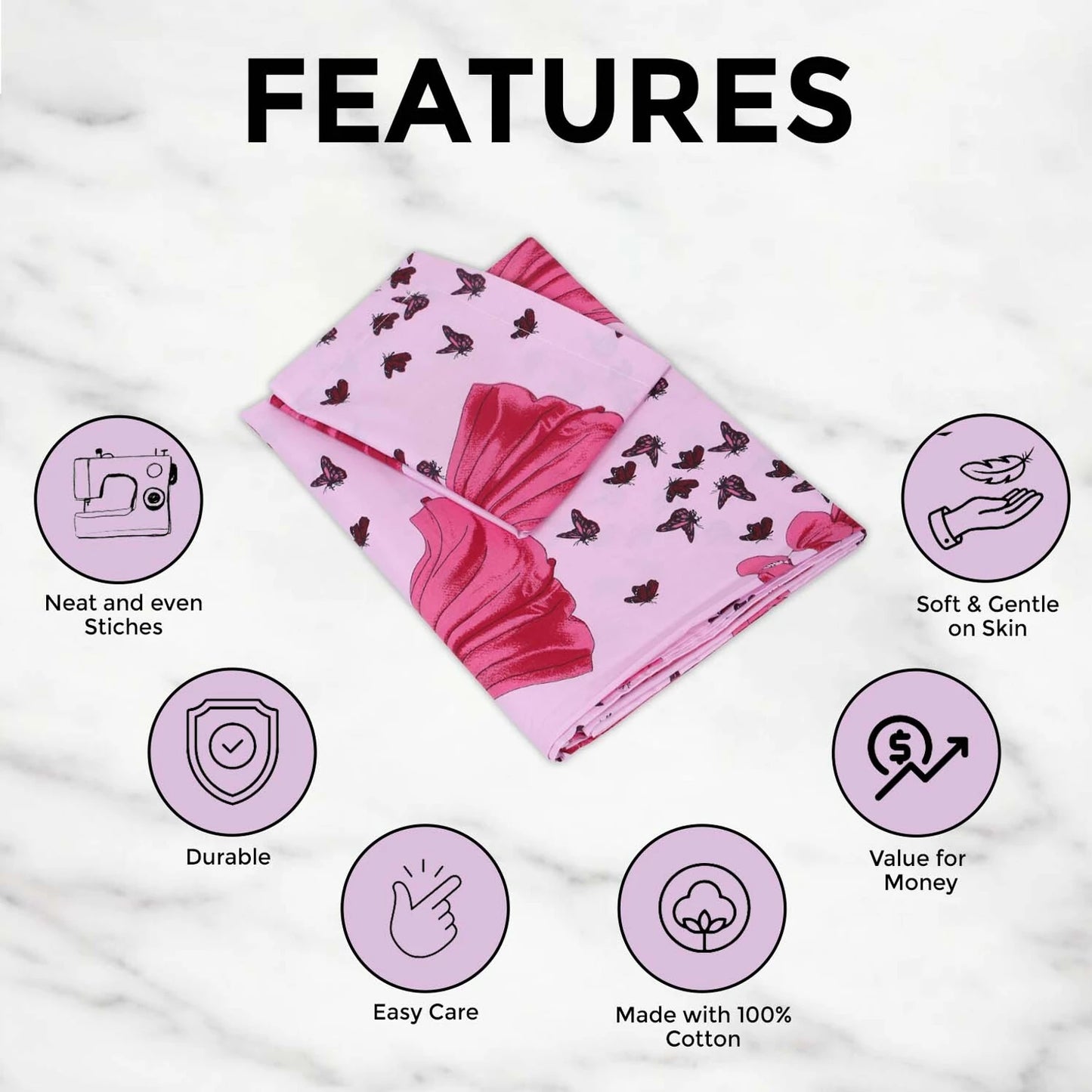 Cute Fairytale Theme Princess Print Kids Bedsheet with Pillow Cover