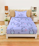 Cute Bunny Print Kids Bedsheet with Pillow Cover