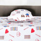 Doodle Blue Kids Cotton Bedsheet with Pillow Cover