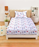 Doodle Blue Kids Cotton Bedsheet with Pillow Cover