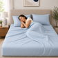 400 Thread Count 100% Organic Cotton Merrow Design Pearl Blue – White Premium Bedsheet King Size